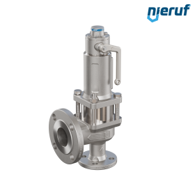 soupape de sûreté à brides ASME fluides gazeux étanche au gaz manchon d'étanchéité ANSI 150 DN25 1" x 2" SF04 acier inoxydable, EPDM, dispositif de levage avec levier