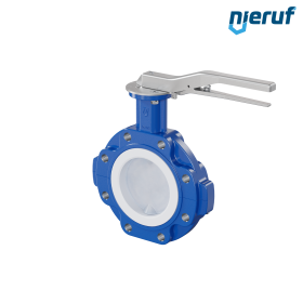 PFA-Butterfly-valve PTFE AK10 DN125 ANSI150 lever silicone insert