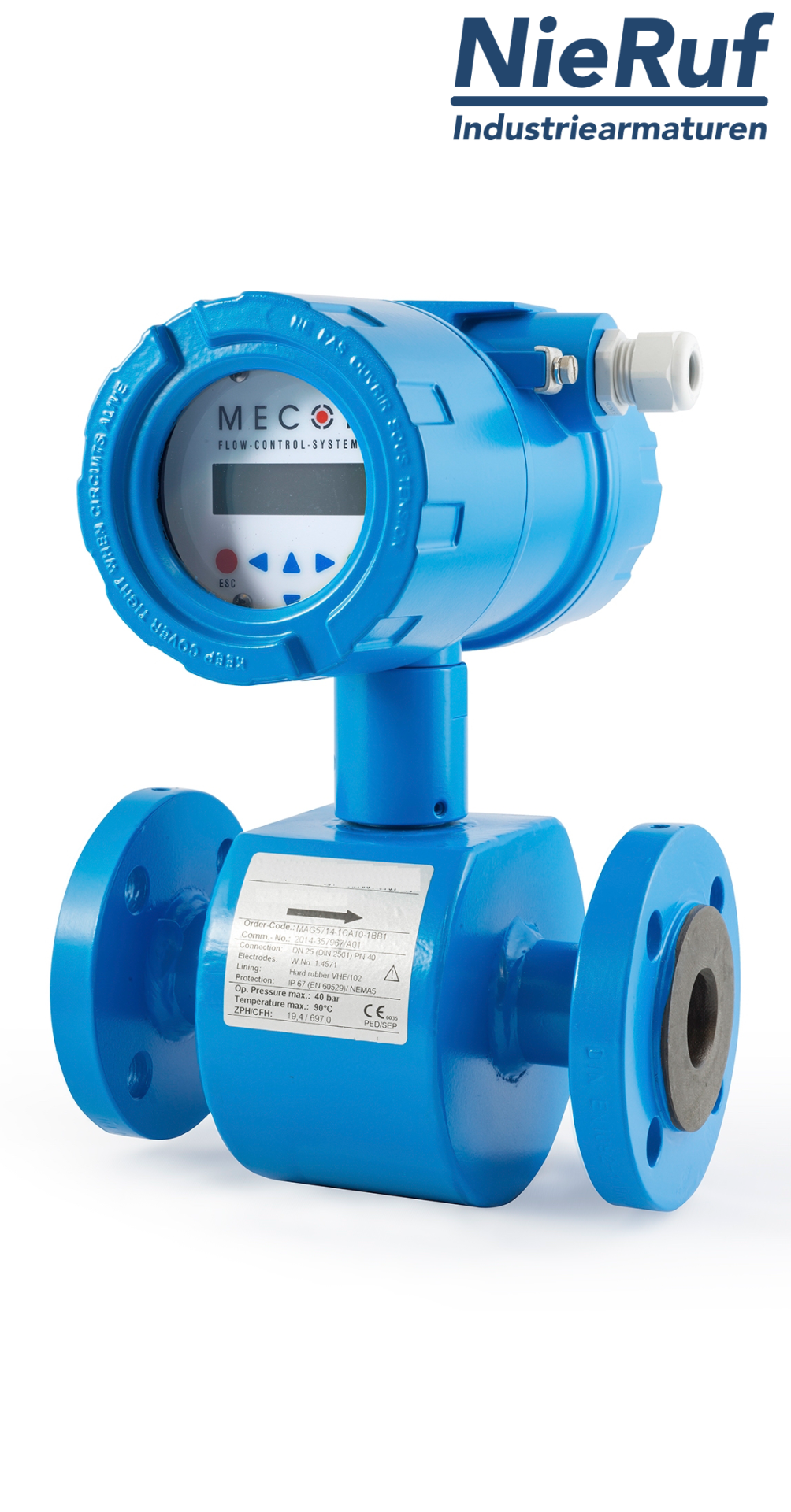 Electromagnetic flow Sensor DN100 MI02, Hard rubber VHE/102 AC 230V 50/60hz
