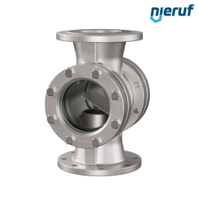 Flansch Schauglas DN125 - 5" Zoll Edelstahl 1.4408 Flansch ANSI 150 Natron-Kalk-Glas Version mit Klappe