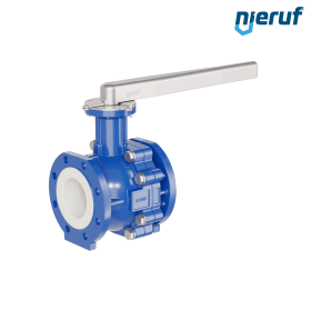PFA-Flanschkugelhahn FK13 DN100 - 4" Zoll ANSI 150 aus Sphäroguss mit Hebelgriff