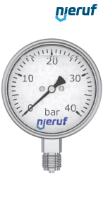 Manometer G 1/2" radial 100 mm Edelstahl MM07 0 - 10,0 bar mit Glyzerinfüllung