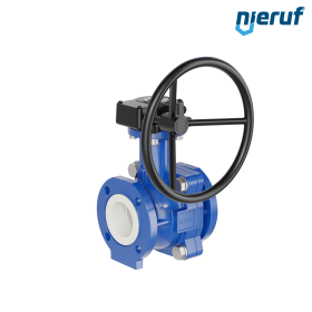 PFA-Flanschkugelhahn FK13 DN80 - 3" Zoll ANSI 150 aus Sphäroguss mit Handgetriebe