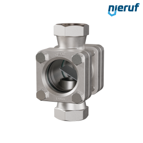 Durchfluss-Schauglas G 2" Zoll Edelstahl Borosilikatglas Version mit Klappe