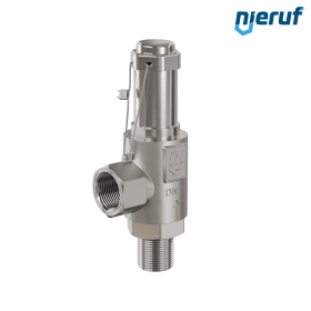 safety valve stainless steel SV20 DN15 1/2 m x 1/2 fm NPT gastight without lifting device PTFE