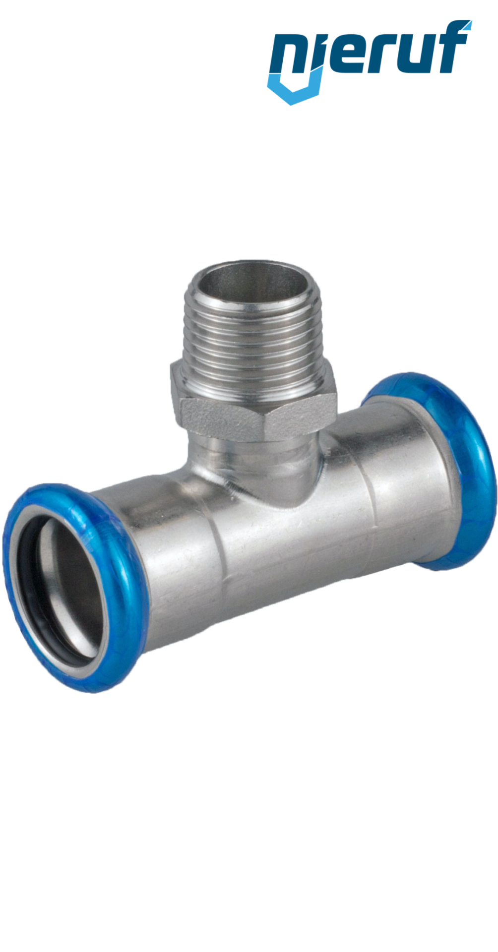 Raccordo a T a pressare F x F DN32 - 35,0 mm filettatura esterna 3/4" pollice acciaio inox