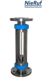 Variable area flowmeter stainless steel + borosilicate flange DN10 200.0 - 2000 l/h air EPDM