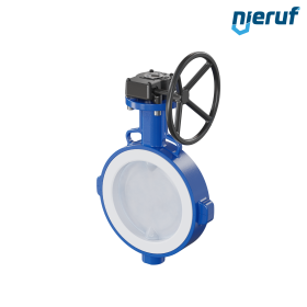 Butterfly-valve PTFE AK09 DN200 ANSI150 handwheel gearbox silicone insert