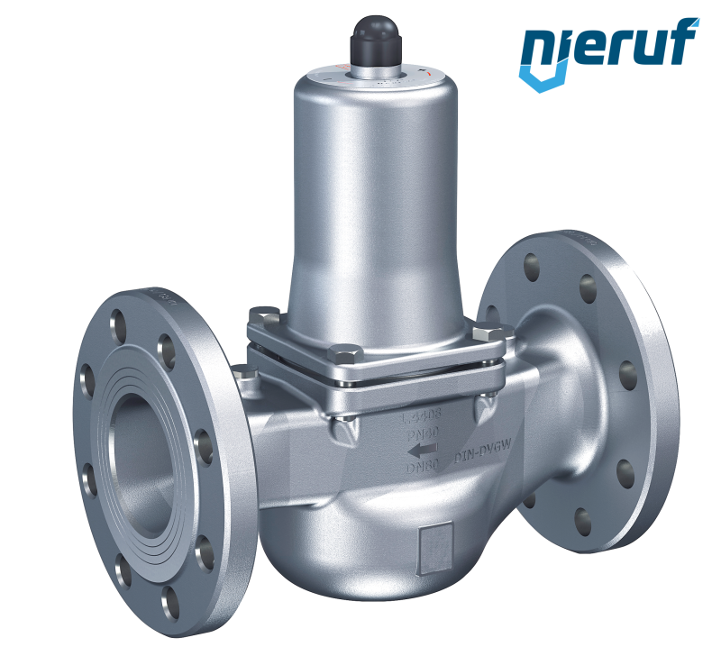 flange overflow valve DN 25 PN40 UV11 stainless steel CF8M / 316L 0,5 - 2,0 bar