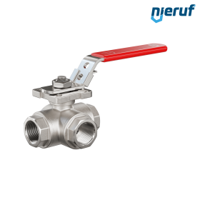 robinet à boisseau sphérique 3 voies DN20 - 3/4" pouce GK09 acier inoxydable avec lumière en L