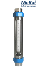 Variable area flowmeter stainless steel + borosilicate 3/8" inch 50.0 - 500.0 l/h air FKM