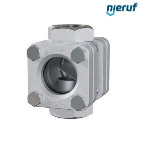 Gewinde Schauglas G 1 1/2" Zoll Grauguss GG25 Natron-Kalk-Glas Version mit Klappe