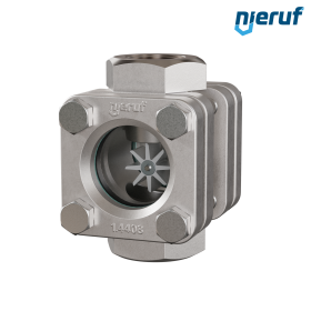 Durchfluss-Schauglas G 1 1/2" Zoll Edelstahl Natron-Kalk-Glas Version mit PTFE-Rotor
