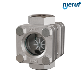 Durchfluss-Schauglas G 1 1/4" Zoll Edelstahl Natron-Kalk-Glas Version mit PTFE-Rotor