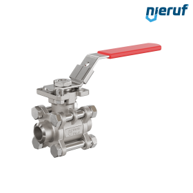 robinet à boisseau sphérique en acier inoxydable 3 pièces GK20 avec bride de montage selon DIN ISO 5211 DN15 a souder