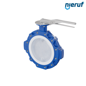 Butterfly-valve PTFE AK10 DN250 PN10 lever FKM insert