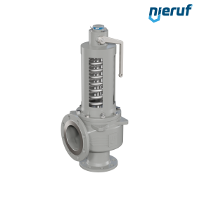 Βαλβίδα ασφαλείας με φλάντζα DN100/DN150 SF06, ανοιχτό κάλυμμα ελατηρίου FKM, με μοχλό αερισμού