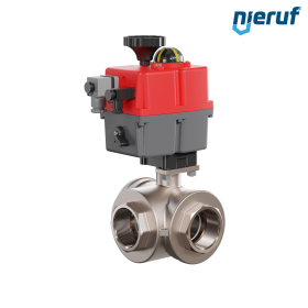 Τρίοδη σφαιρική βαλβίδα ηλεκτρική 24-240V DN50 - 2" ίντσα ορείχαλκος πλήρης διέλευση με τρυποσχίσμα τύπου L