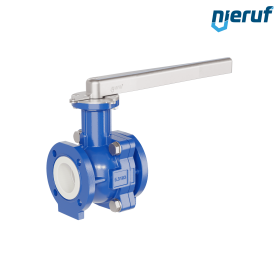 PFA-Flanschkugelhahn FK13 DN80 - 3" Zoll ANSI 150 aus Sphäroguss mit Hebelgriff