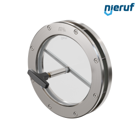 Behälter-Schauglas mit PTFE-Scheibenwischer DN150 BS04 Edelstahl 1.4571 PTFE Borosilikatglas 0,0 bar
