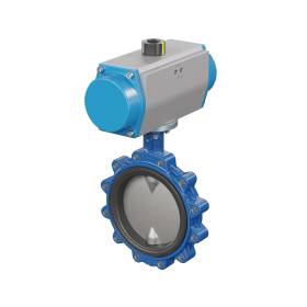 Butterfly valve DN 200 PN16 AK02 FPM pneumatic actuator single acting normally closed