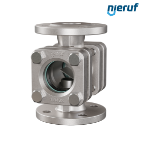 Flansch Schauglas DN40 - 1 1/2" Zoll Edelstahl 1.4408 Flansch ANSI 300 Borosilikatglas Version mit Klappe