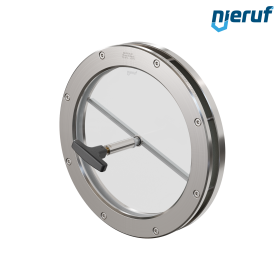 Behälter-Schauglas mit PTFE-Scheibenwischer DN200 BS04 Edelstahl 1.4571 PTFE Borosilikatglas 0,0 bar