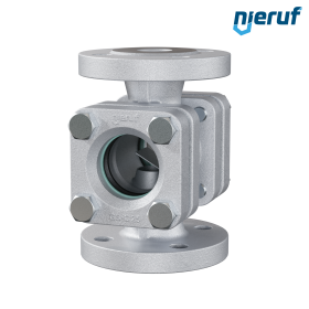 Flansch Schauglas DN25 - 1" Zoll Stahlguss 1.0619 Flansch ANSI 300 Borosilikatglas Version mit Klappe