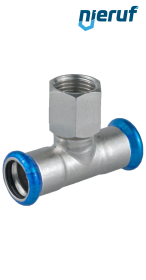 raccord en T à sertir F x F DN12 - 15,0 mm femelle 1/2" pouce acier inoxydable