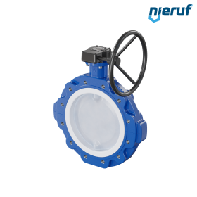 Butterfly-valve PTFE AK10 DN300 PN10 handwheel gearbox FKM insert