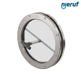 Behälter-Schauglas mit PTFE-Scheibenwischer DN200 BS04 Edelstahl 1.4571 Graphit Borosilikatglas 0,0 bar