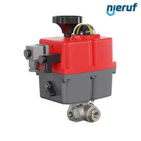 robinet à boisseau sphérique 3 voies avec actionneur électrique 24-240V DN8 - 1/4" pouce acier inoxydable à passage réduit avec lumière en L
