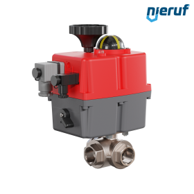3 way automatic-ball valve 24-240V DN20 - 3/4" inch brass full port design with L drilling