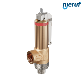 valvola di sicurezza criogenica con leva DN10 3/8" M x 1/2" F SV18, acciaio inox & ottone rosso PTFE