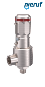 Sicherheitsventil DN6 1/4" AG X 1/2" IG NPT, SV15, MD/ PEEK, ohne Anlüftung, Eck-Ausführung, >500,0 - 1100,0 bar