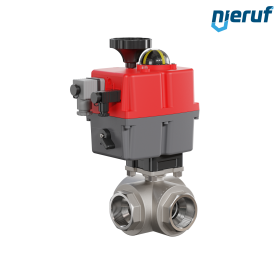 Τρίοδη σφαιρική βαλβίδα ηλεκτρική 24-240V DN40 - 1 1/2" ίντσα ανοξείδωτος χάλυβας μειωμένη διέλευση με οπή L
