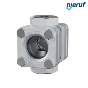 Gewinde Schauglas G 1 1/4" Zoll Grauguss GG25 Natron-Kalk-Glas Version mit Klappe