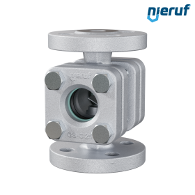 Flansch Schauglas DN15 - 1/2" Zoll Stahlguss 1.0619 Flansch ANSI 300 Borosilikatglas Version mit Klappe