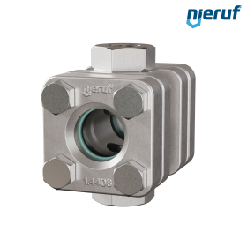 contrôleur de circulation/ indicateur de débit G 1/2" pouce acier inoxydable verre borosilicate