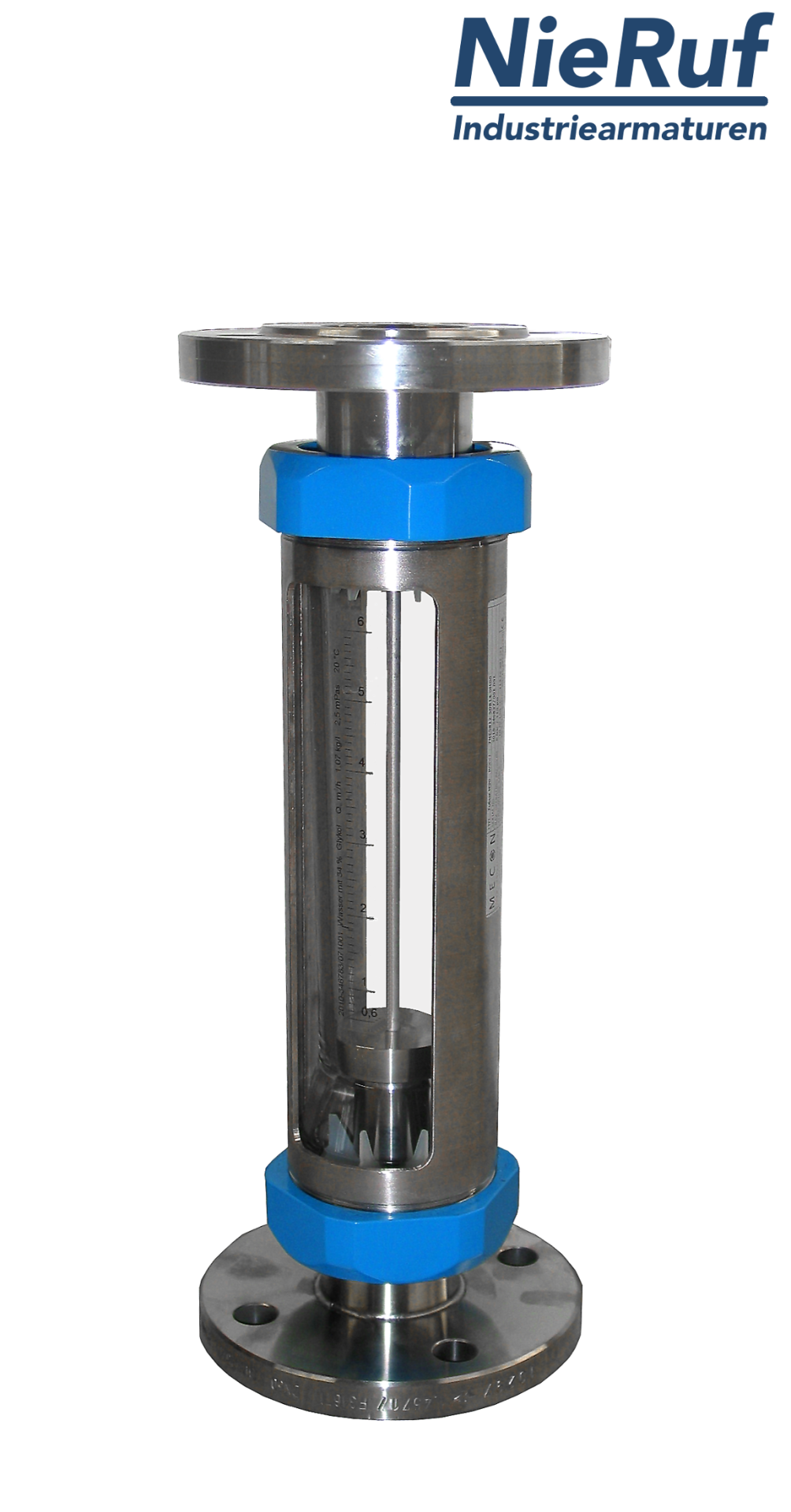 Variable area flowmeter stainless steel + borosilicate flange DN40 1300.0 - 13000.0 l/h air FKM