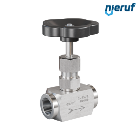 Válvula de aguja de alta presión 1/2" NV01 acero inoxidable 1.4571