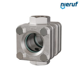 Durchfluss-Schauglas G 3/4" Zoll Edelstahl 1.4408 40 bar Innengewinde BSP Borosilikatglas Standard-Version