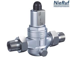 straightway form overflow valve 1 1/2" inch male UV07 stainless steel CF8M / 316L 5,5 - 10,0 bar