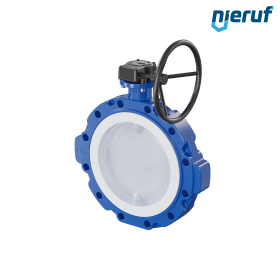 Butterfly-valve PTFE AK09 DN350 ANSI150 handwheel gearbox silicone insert