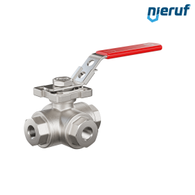 robinet à boisseau sphérique 3 voies DN8 - 1/4" pouce GK09 acier inoxydable avec lumière en T