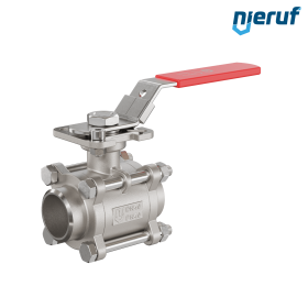 robinet à boisseau sphérique en acier inoxydable 3 pièces GK20 avec bride de montage selon DIN ISO 5211 DN40 a souder