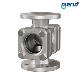 Flansch Schauglas DN50 - 2" Zoll Edelstahl 1.4408 Flansch ANSI 150 Borosilikatglas Version mit Klappe