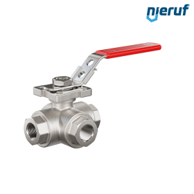valvola a sfera a 3 DN10 - 3/8" pollici GK09 acciaio inossidabile con incavo a forma di T