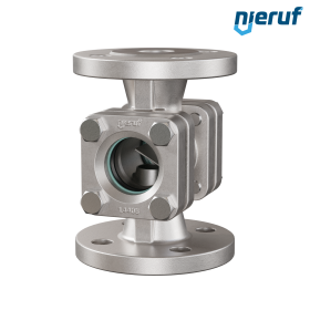 Flansch Schauglas DN32 - 1 1/4" Zoll Edelstahl 1.4408 Flansch ANSI 150 Borosilikatglas Version mit Klappe